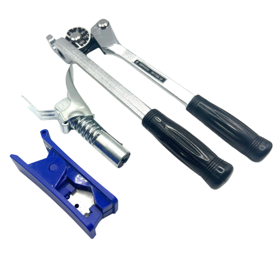 Collection of specialized tools including a Digital Grease Meter, Grease Gun Couplings, Grease Guns, and a Grease Nipple Thread Tester, designed to enhance and maintain efficient lubrication systems