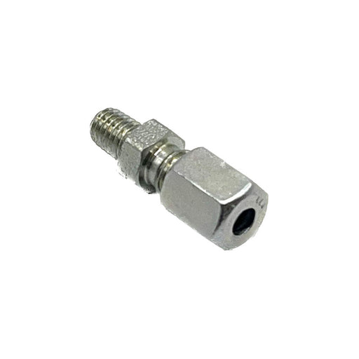 Straight M6  4mm tube compression fitting, product code SCF6M-04, used for secure grease line connections.