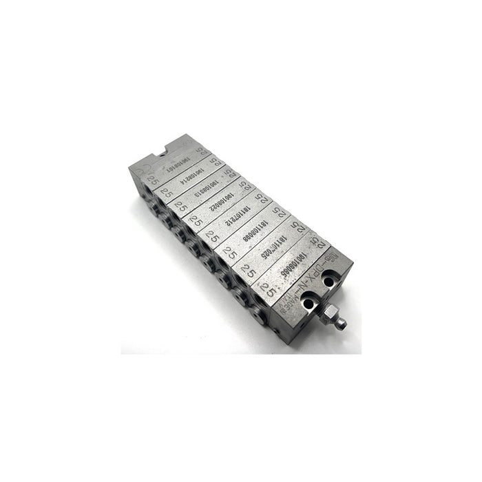 Steel Segmented 15 and 16 Outlet Grease Divider Valve for small scale lubrication systems.